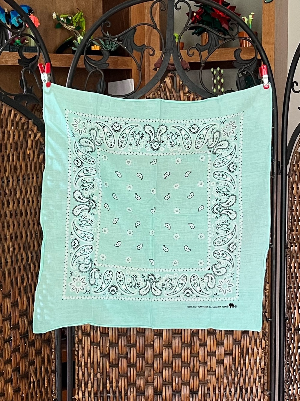 Cotton Mint Paisley Bandana Scarf